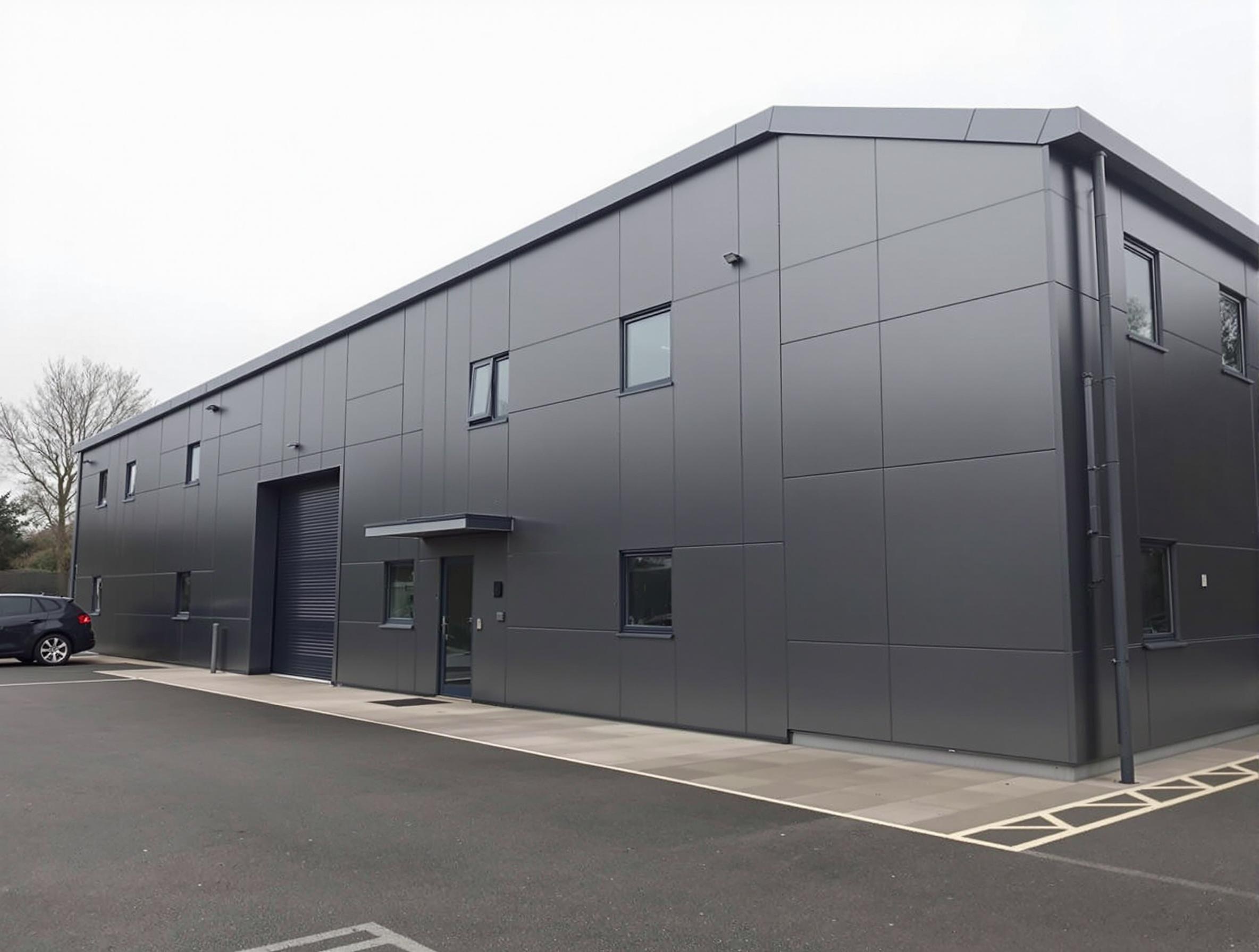 light industrial building clad in zinc - Horsham