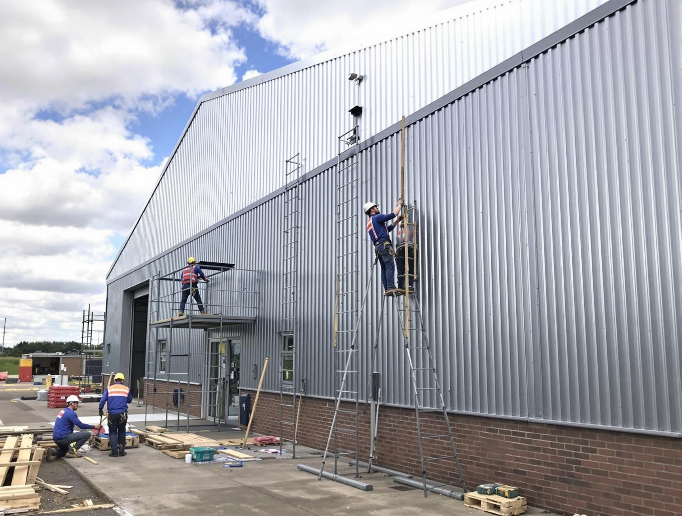 zinc cladding being installed on a warehouse in gravesend kent